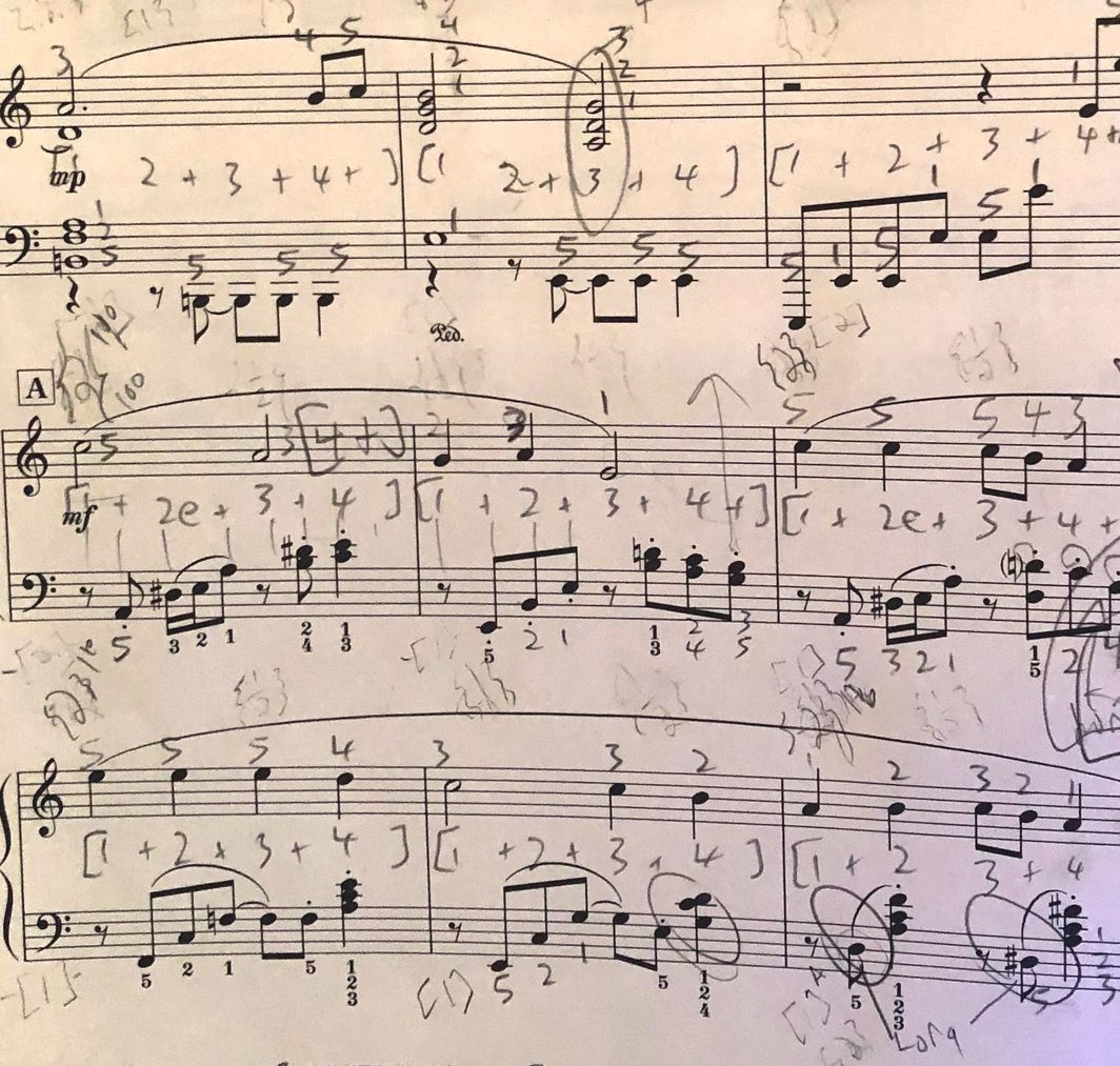 sheet music with pencil markings
