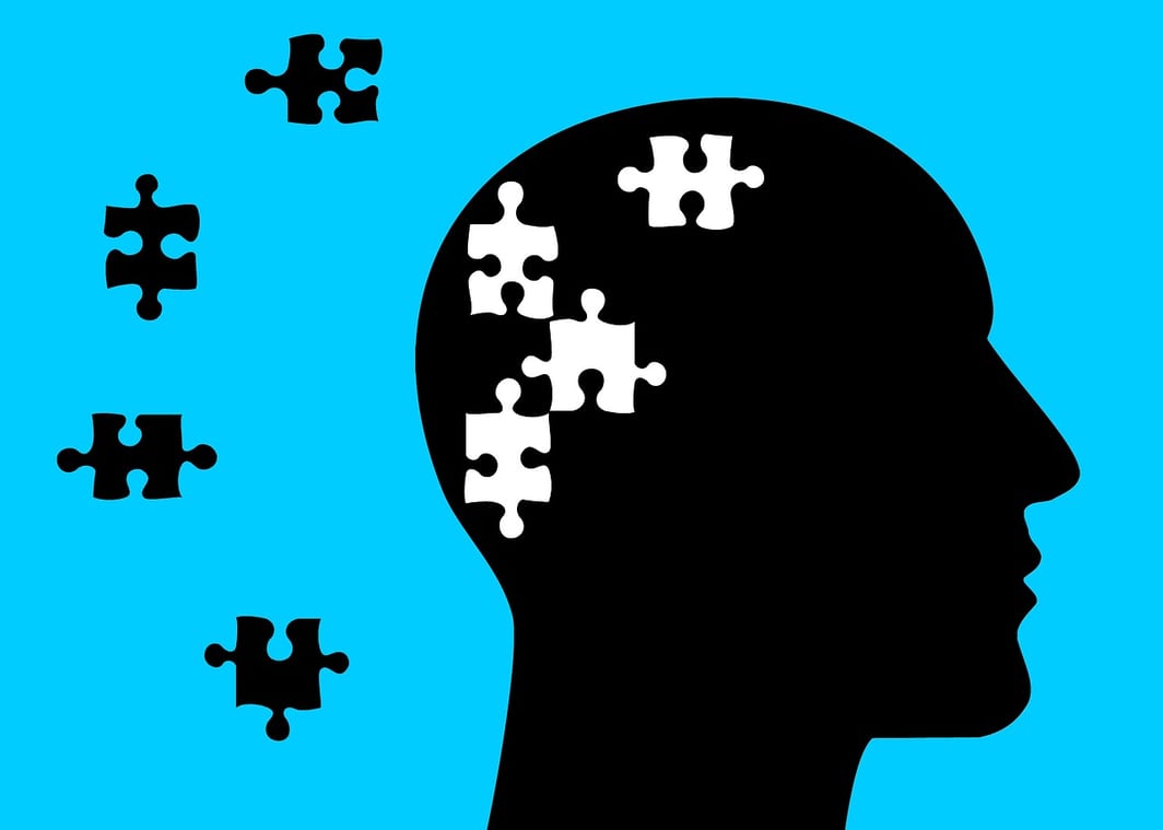 abstract image of silhouette of head and puzzle pieces