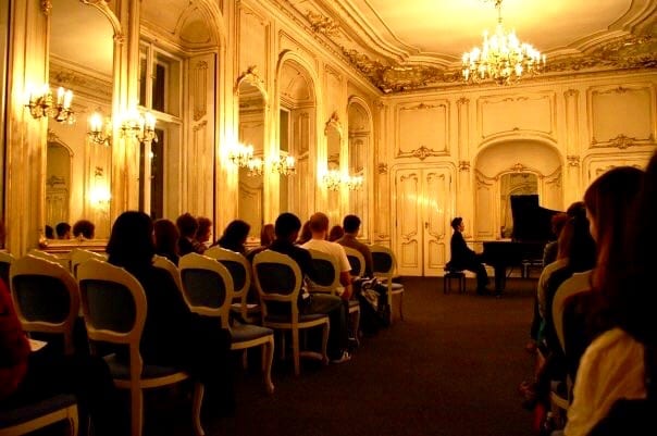 me giving a solo recital in an elegant hall